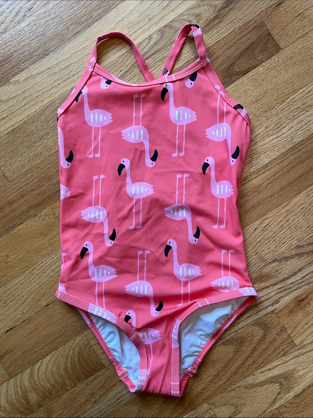Hanna Andersson Girls Pink Flamingo One-Piece Swimsuit